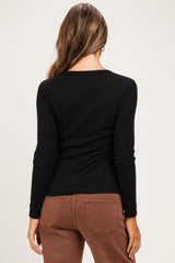 Black Fitted Ribbed Maternity Long Sleeve