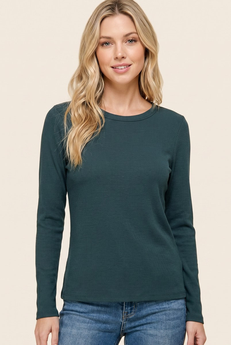 Hunter Green Fitted Ribbed Maternity Long Sleeve
