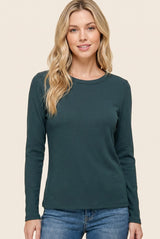 Hunter Green Fitted Ribbed Maternity Long Sleeve