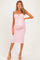 Light Pink Sleeveless Ruched Bust Maternity Midi Dress