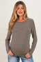 Olive Basic Striped Long Sleeve Maternity Top