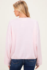 Light Pink Long Sleeve Crew Neck Maternity Cardigan