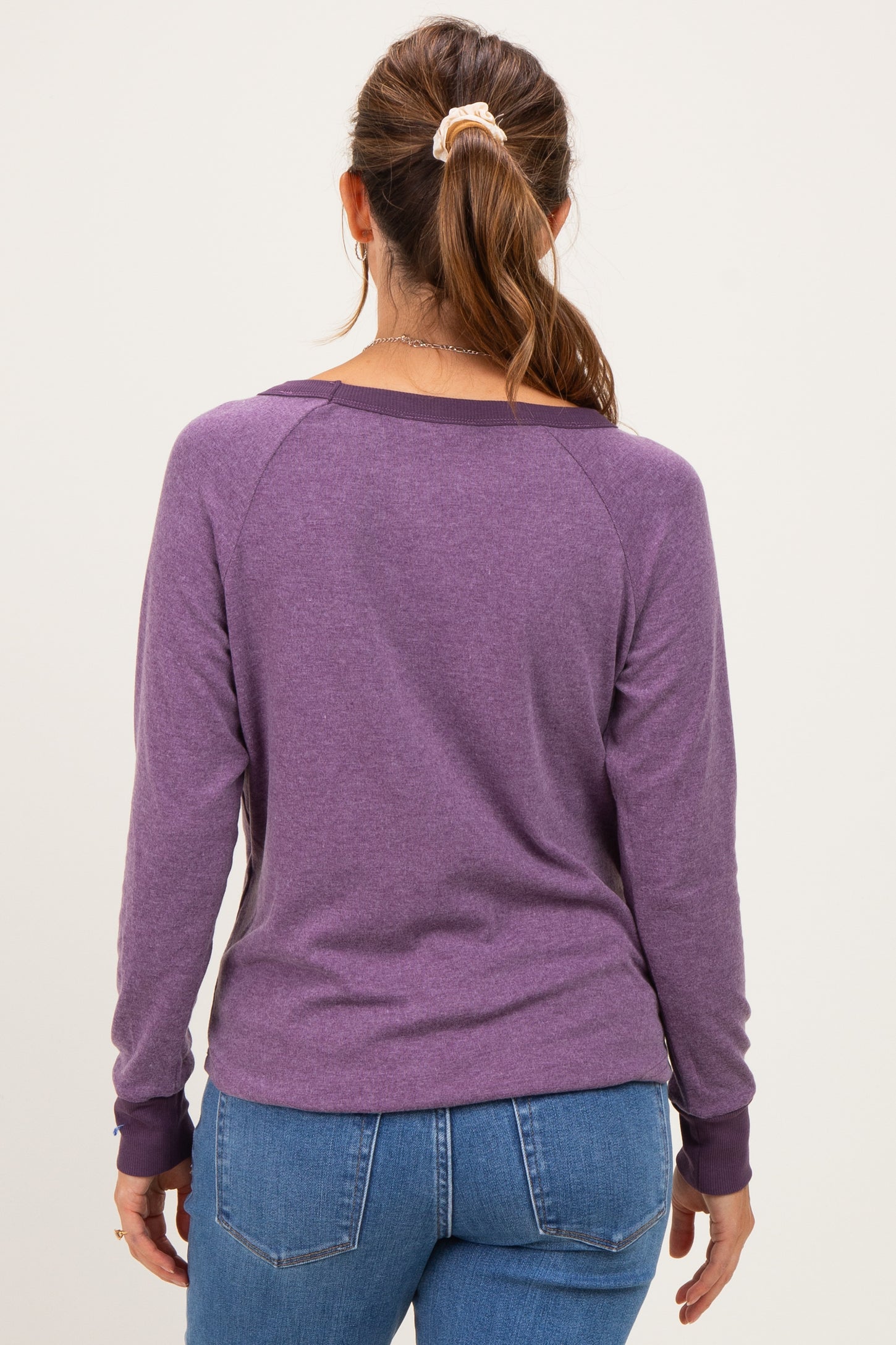 Plum Brushed Knit Long Sleeve Maternity Top