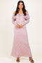 Light Pink Lace Off Shoulder Long Sleeve Maxi Dress