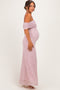 Light Pink Lace Off Shoulder Maternity Maxi Dress