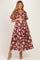 Mahogany Floral Square Neck Puff Sleeve Maternity Midi Dress