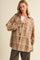 Beige Brushed Plaid Oversized Maternity Shirt Jacket