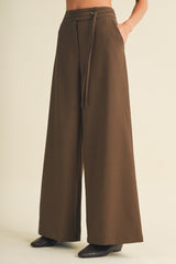 Coconut Tie-Waist Wide Leg Trousers