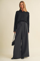 Vintage Black Tie-Waist Wide Leg Trousers
