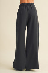 Vintage Black Tie-Waist Wide Leg Trousers