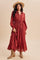 Terracotta Pleated Front Button Down Maxi Dress