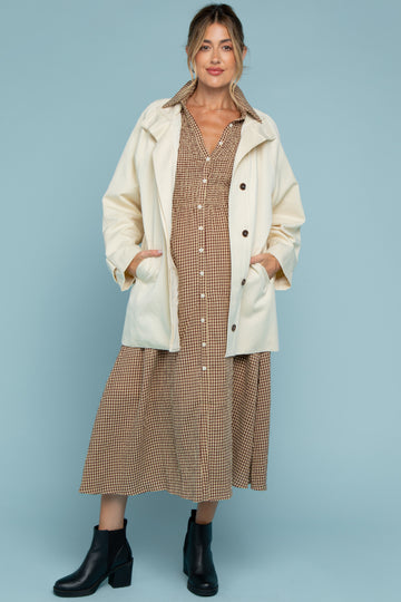 Cream Oversized High Neck Maternity Jacket