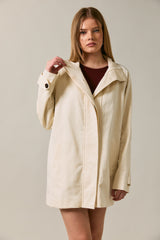 Cream Oversized High Neck Jacket