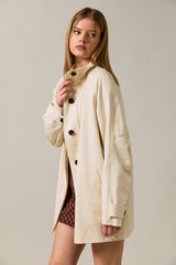 Cream Oversized High Neck Jacket