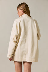 Cream Oversized High Neck Jacket