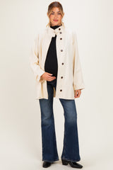 Cream Oversized High Neck Maternity Jacket