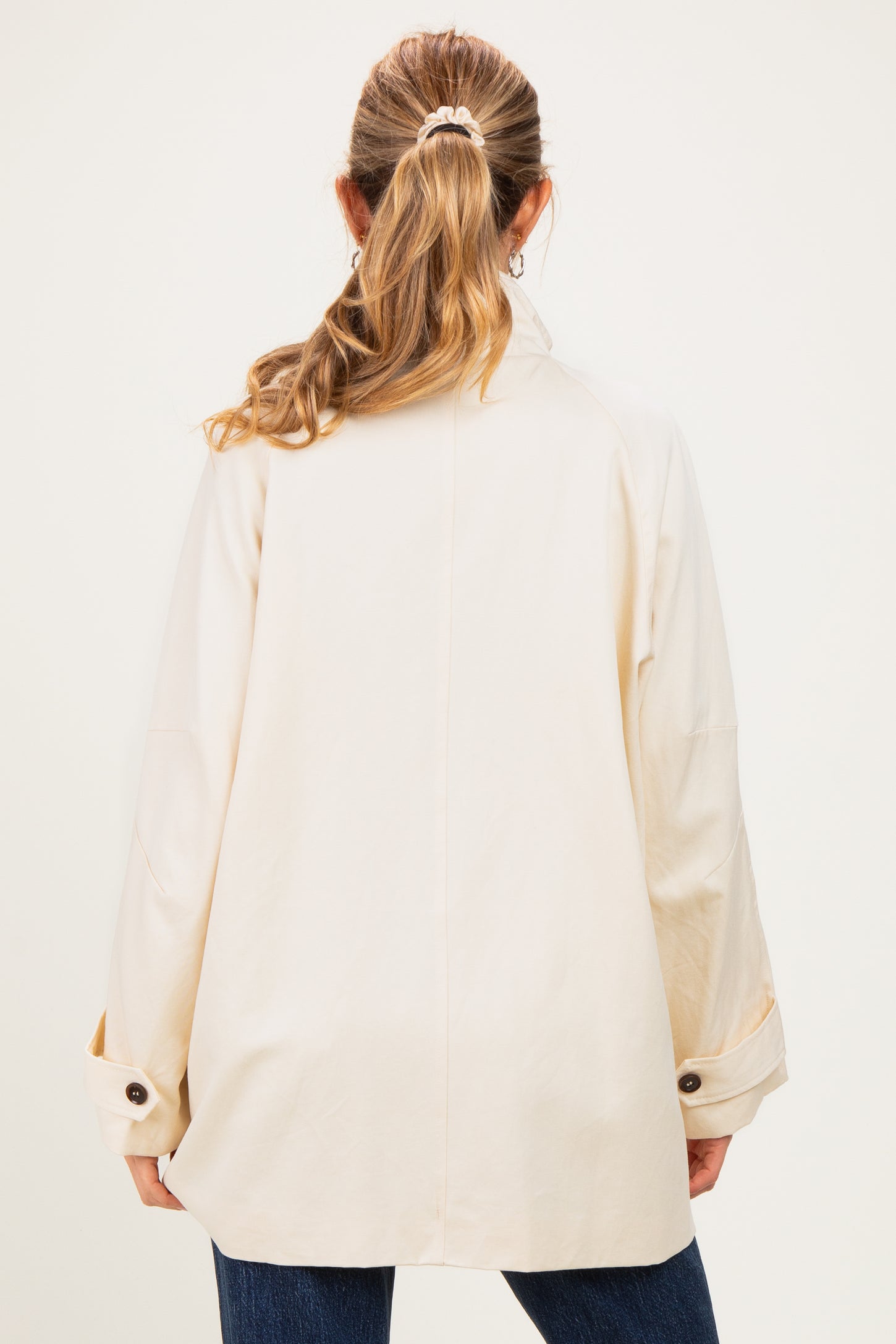 Cream Oversized High Neck Maternity Jacket