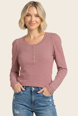 Red Pinstriped Scoop Neck Maternity Henley Top