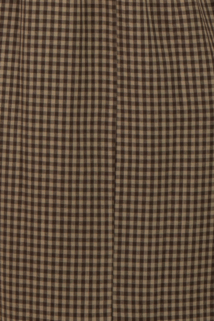 Brown Gingham Short Sleeve Maternity Midi Dress