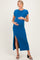 Dark Teal Wide Rib Side Slit Maternity Midi Dress