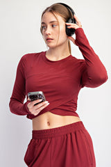 Winter Berry Cropped Long Sleeve Pant Set