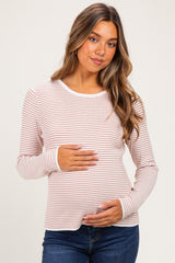 Ivory Copper Basic Pinstripe Maternity Sweater