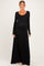 Black Solid Long Sleeve Scoop Neck A-Line Maternity Maxi Dress