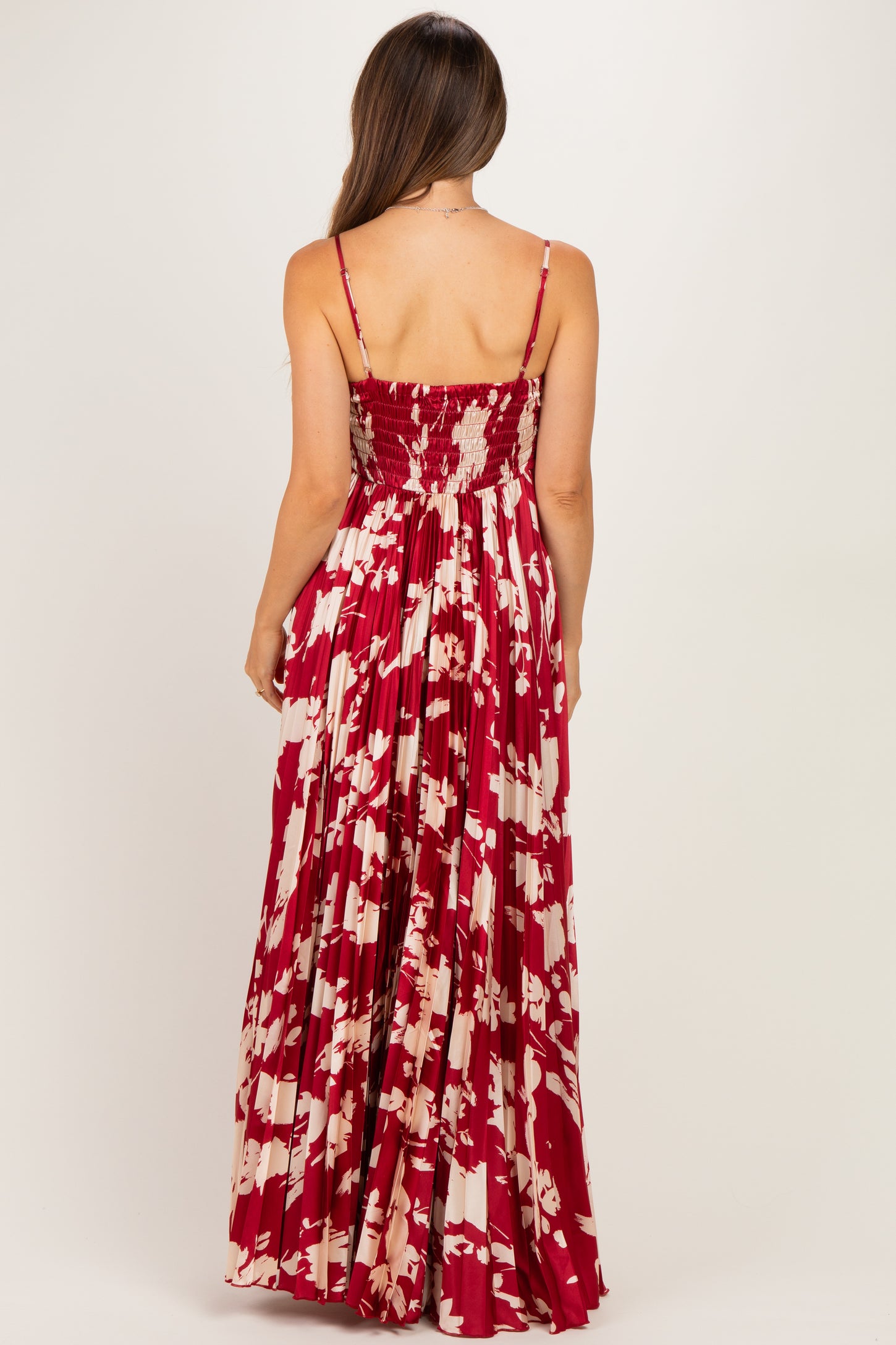 Wine Floral Sweetheart Maternity Maxi Dress