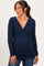 Navy Fitted Long Sleeve Wrap V-Neck Maternity Top