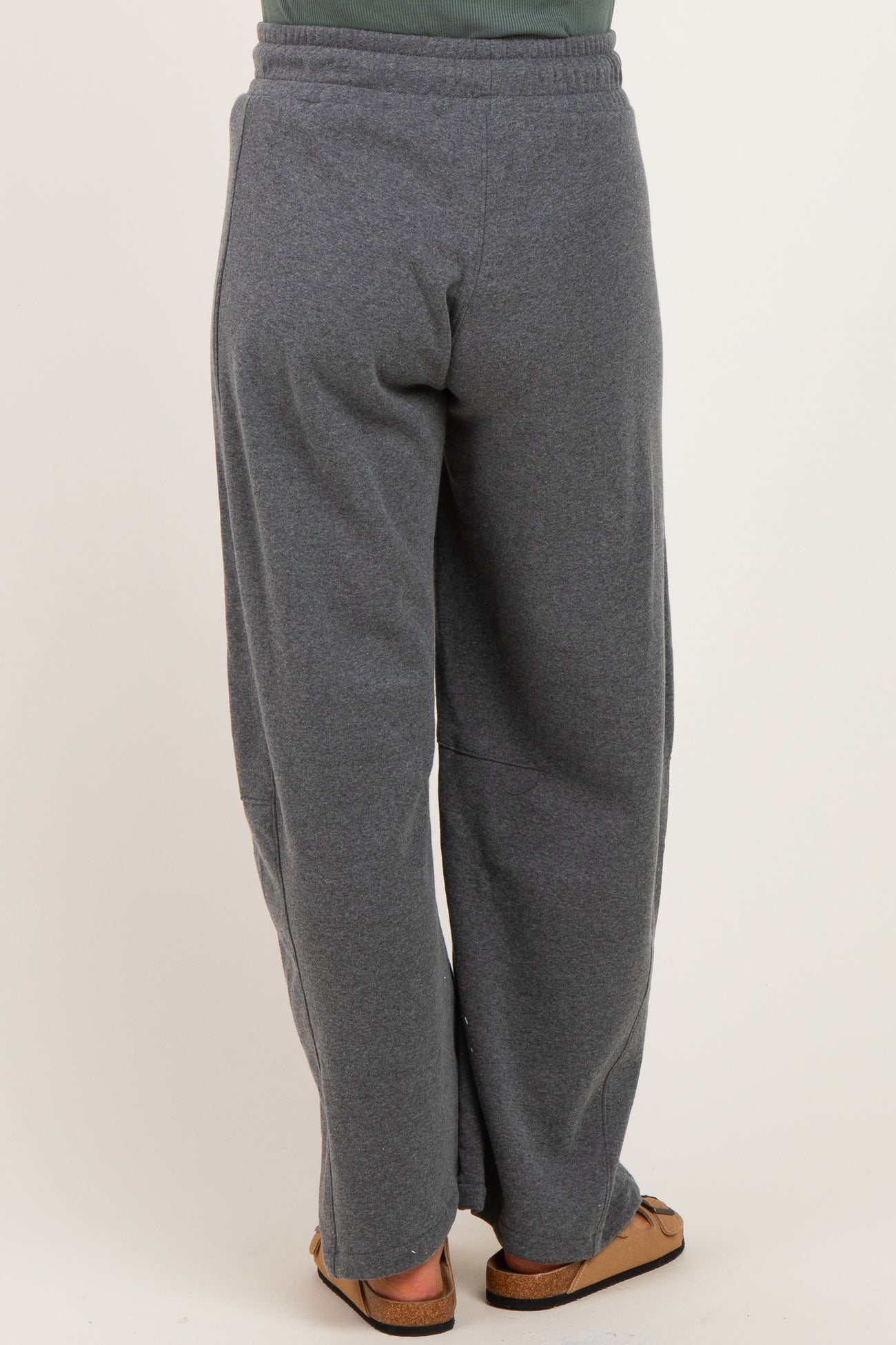 Heather Charcoal Fleece Barrel Leg Maternity Sweatpants