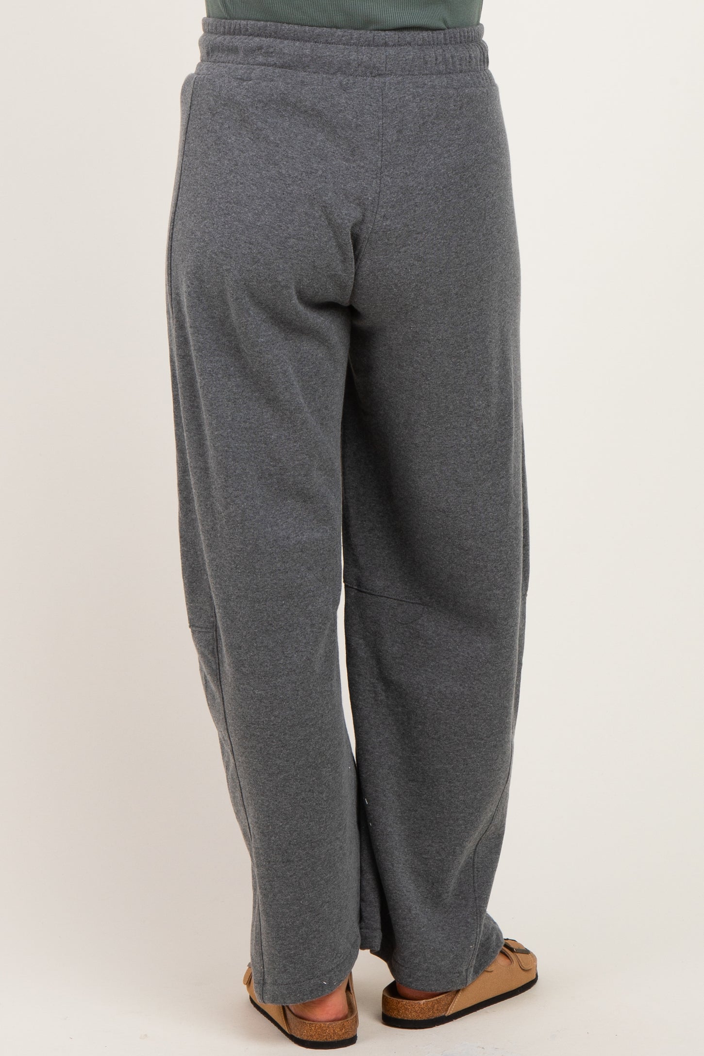 Heather Charcoal Fleece Barrel Leg Maternity Sweatpants