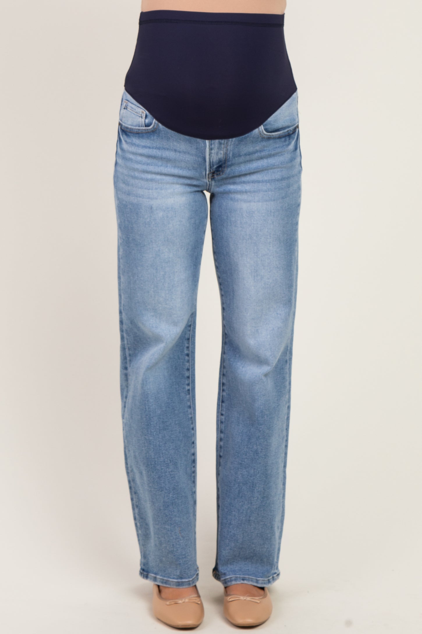 Light Blue Wash Wide Leg Maternity Jeans