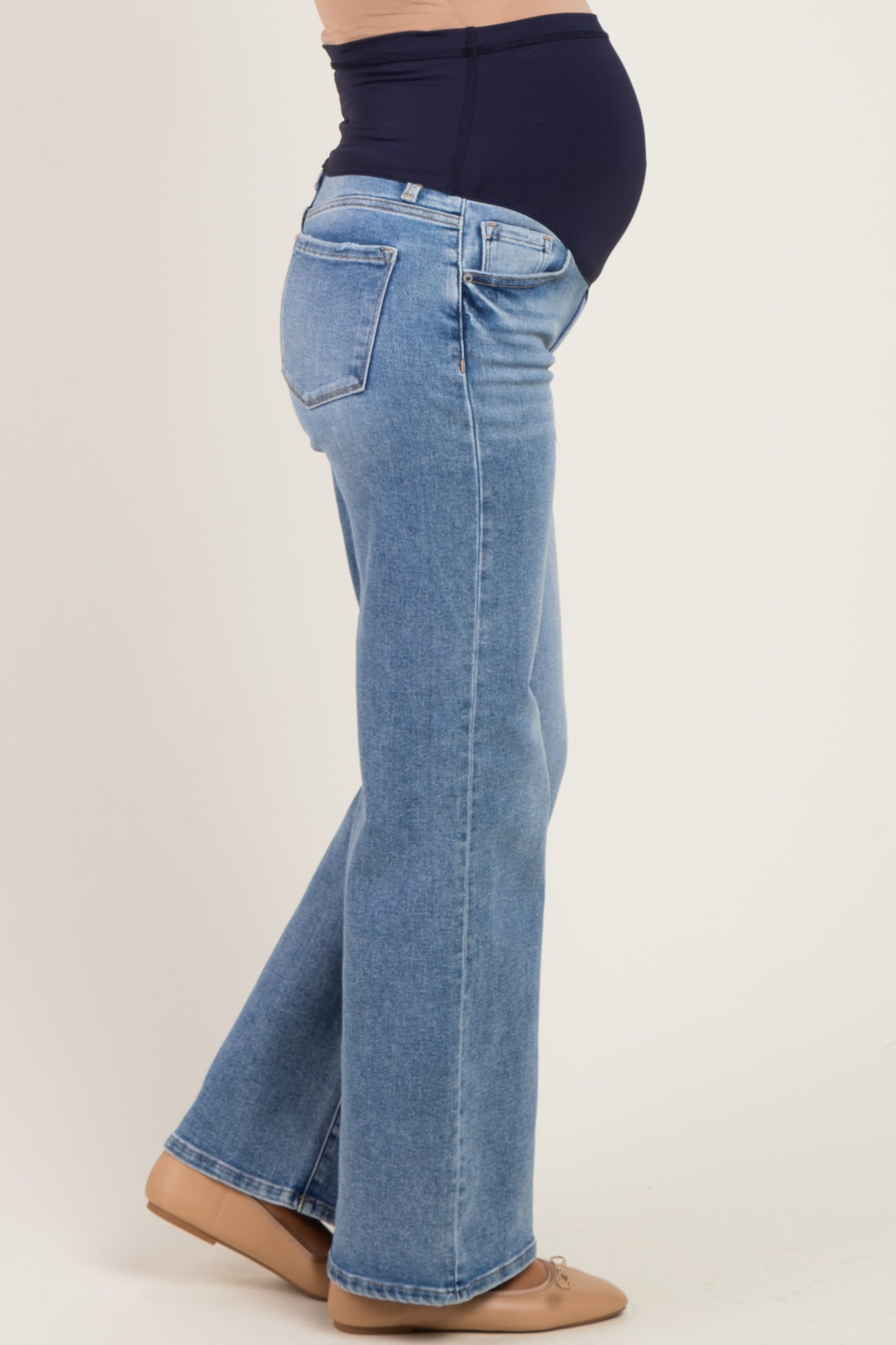 Light Blue Wash Wide Leg Maternity Jeans