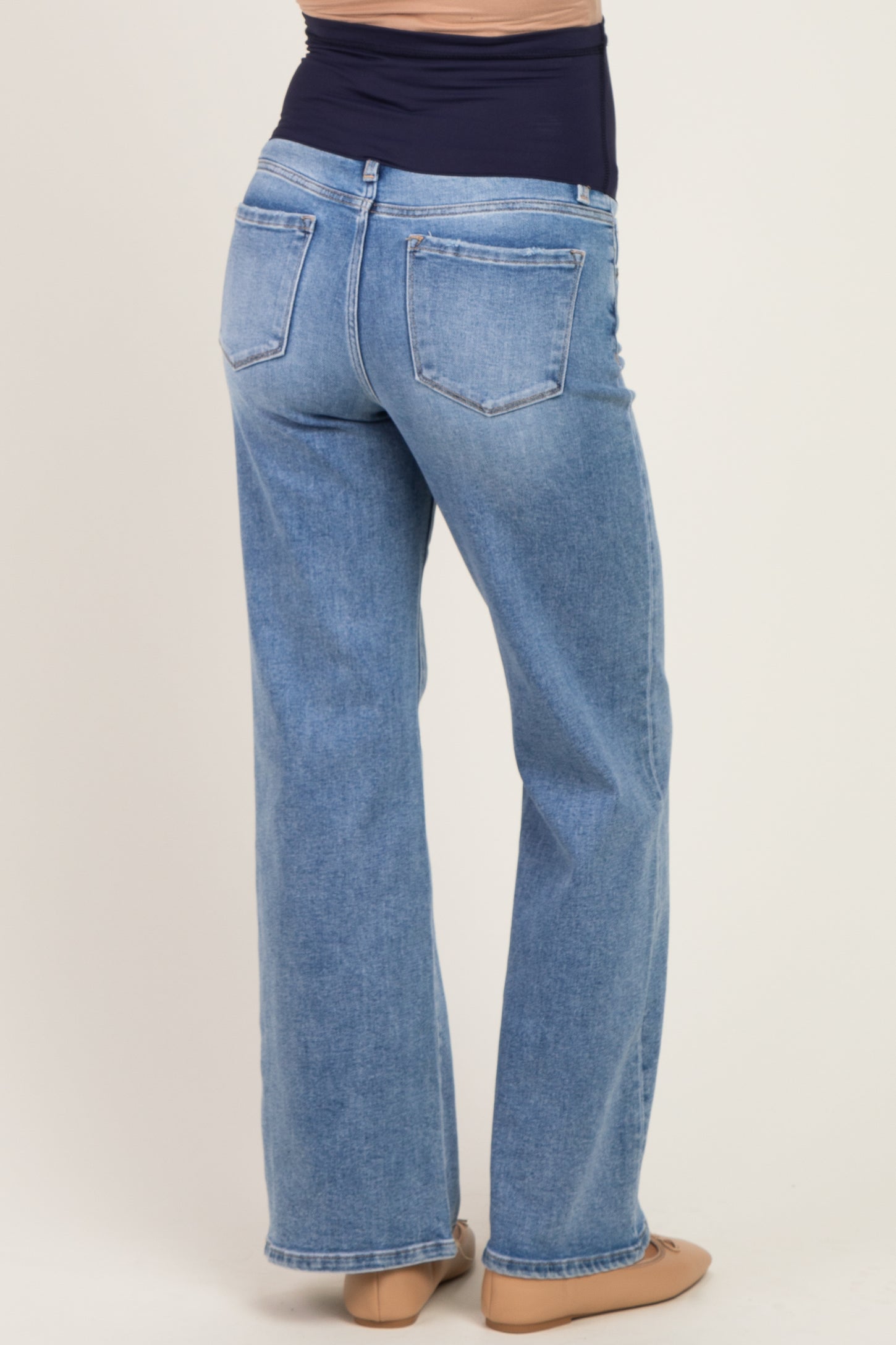 Light Blue Wash Wide Leg Maternity Jeans