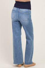 Light Blue Wash Wide Leg Maternity Jeans