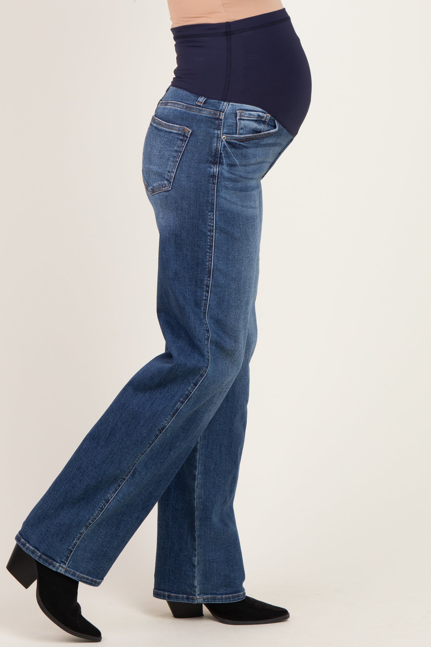 Navy Dark Wash Baggy Wide Leg Maternity Jeans