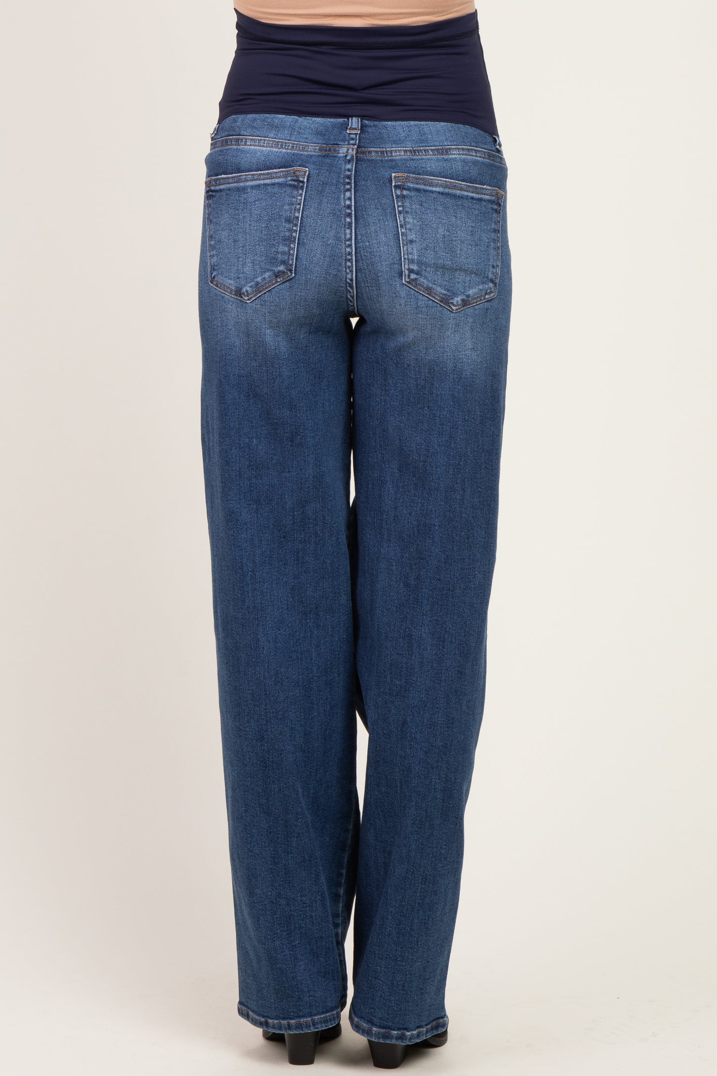 Navy Dark Wash Baggy Wide Leg Maternity Jeans