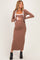 Mocha/ Cream Color Block Sleeveless Fitted Dress Maternity Cardigan Set