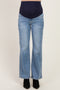 Blue Side Seam Detail Relaxed Bootcut Maternity Jeans