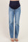 Blue Creased Raw Hem Slim Wide Leg Maternity Jeans