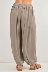 Brown Striped Knit Drawstring Pants