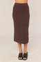 Chocolate Ribbed Sweater Midi Skirt