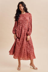 Rosewood Embossed Velvet Floral Maxi Dress