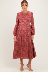 Rosewood Embossed Velvet Floral Maternity Maxi Dress