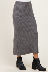 Charcoal Two Tone Ribbed Sweater Maternity Midi Skirt