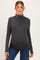 Charcoal Ribbed Fitted Mock Neck Long Sleeve Maternity Top