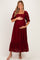 Burgundy Floral Lace Square Neck Maternity Maxi Dress