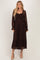 Brown Sweetheart Lace Long Sleeve Maxi Dress
