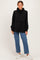 Black Long Sleeve Drawstring Hooded Pullover