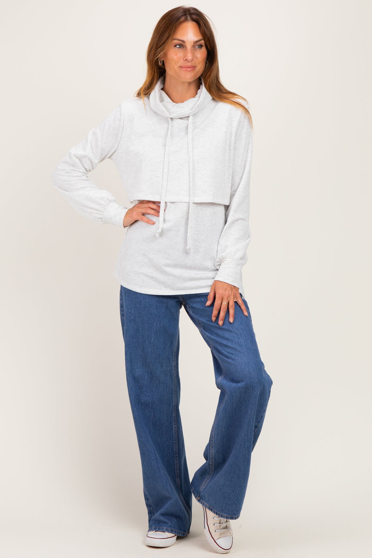Heather Gray Long Sleeve Drawstring Hooded Pullover